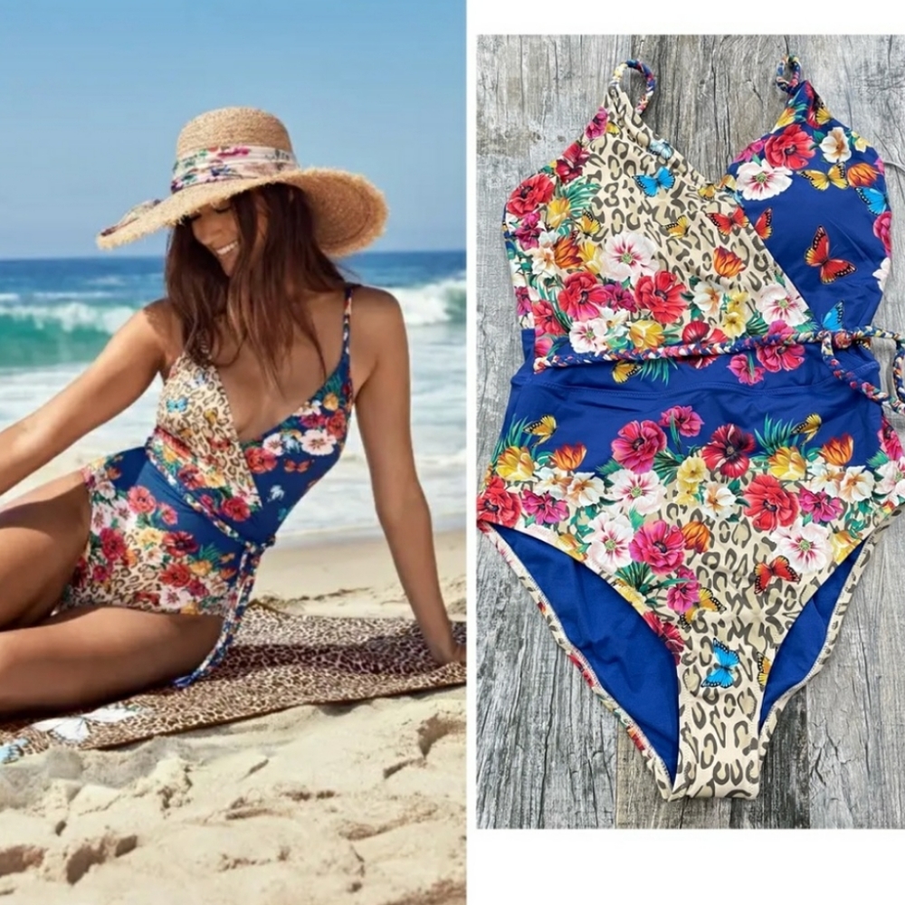 Johnny Was Fleur Braided Wrap One Piece Swimsuit Small Nwt